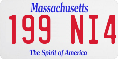 MA license plate 199NI4