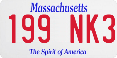 MA license plate 199NK3