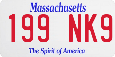 MA license plate 199NK9