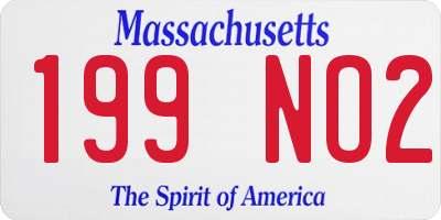 MA license plate 199NO2