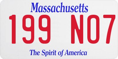 MA license plate 199NO7