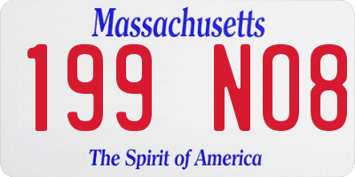 MA license plate 199NO8