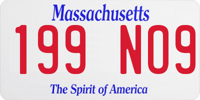 MA license plate 199NO9