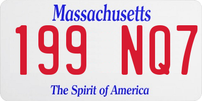 MA license plate 199NQ7