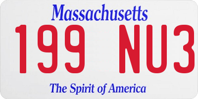 MA license plate 199NU3