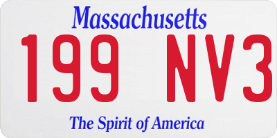 MA license plate 199NV3