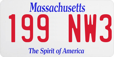 MA license plate 199NW3