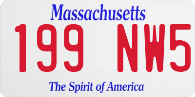 MA license plate 199NW5