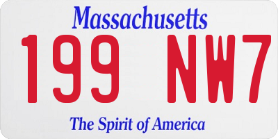 MA license plate 199NW7