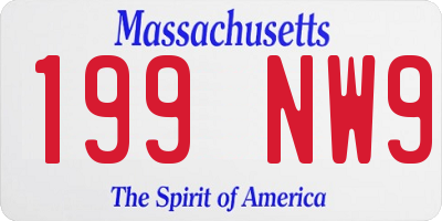 MA license plate 199NW9