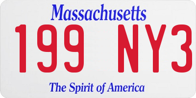 MA license plate 199NY3