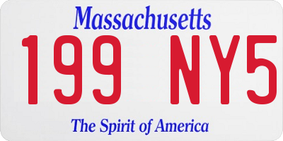 MA license plate 199NY5