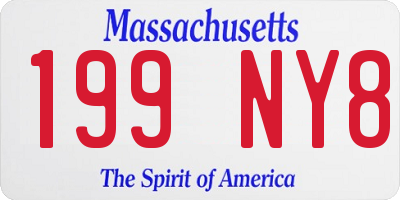 MA license plate 199NY8