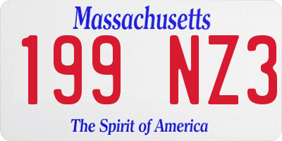 MA license plate 199NZ3