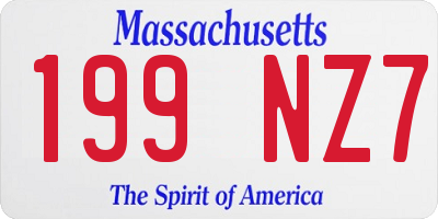 MA license plate 199NZ7
