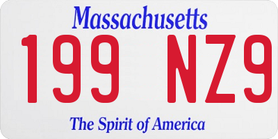 MA license plate 199NZ9