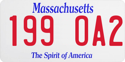 MA license plate 199OA2