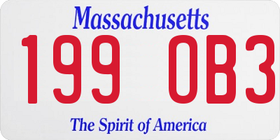 MA license plate 199OB3