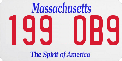 MA license plate 199OB9