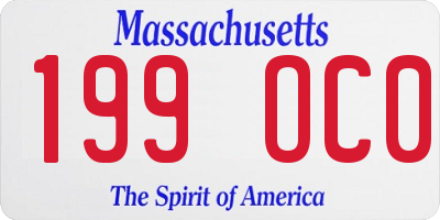 MA license plate 199OC0