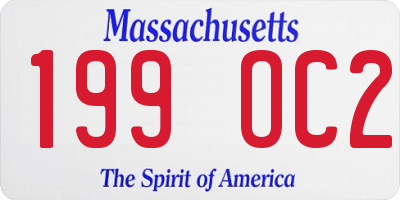 MA license plate 199OC2