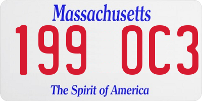 MA license plate 199OC3