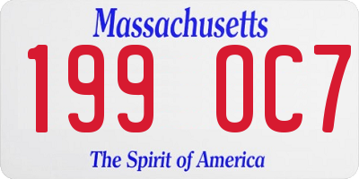MA license plate 199OC7