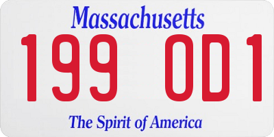 MA license plate 199OD1