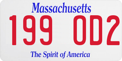 MA license plate 199OD2