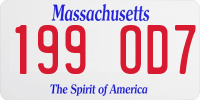 MA license plate 199OD7