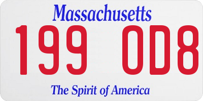 MA license plate 199OD8