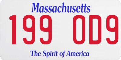 MA license plate 199OD9