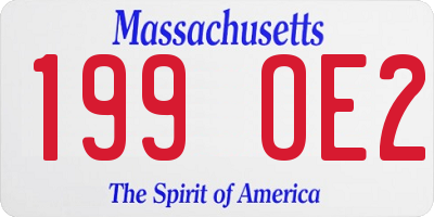 MA license plate 199OE2