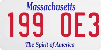 MA license plate 199OE3