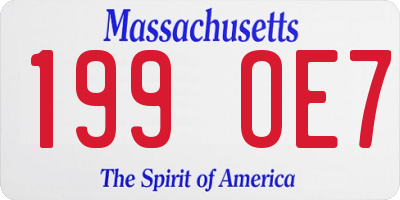 MA license plate 199OE7