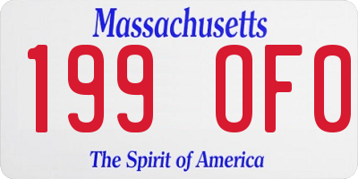 MA license plate 199OF0