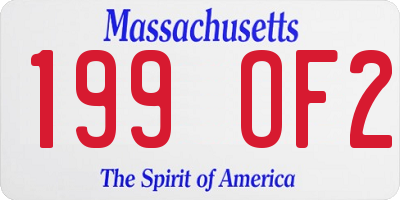 MA license plate 199OF2