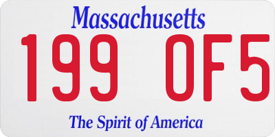 MA license plate 199OF5
