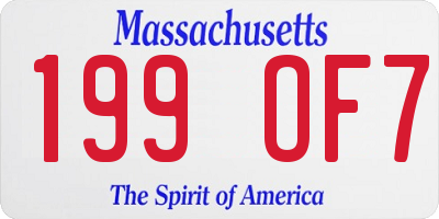 MA license plate 199OF7