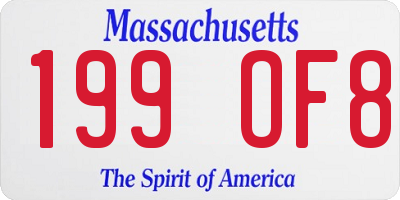 MA license plate 199OF8