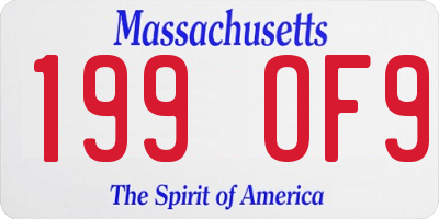 MA license plate 199OF9