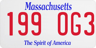 MA license plate 199OG3