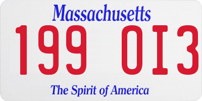 MA license plate 199OI3