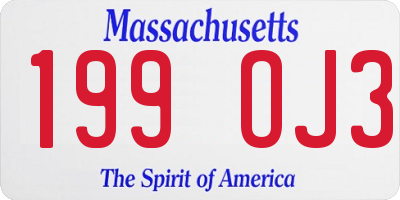 MA license plate 199OJ3