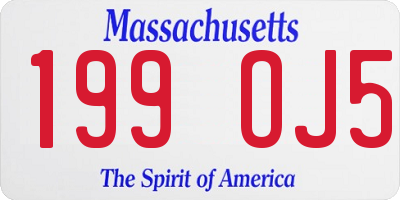 MA license plate 199OJ5