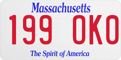 MA license plate 199OK0
