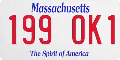 MA license plate 199OK1
