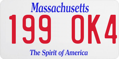 MA license plate 199OK4