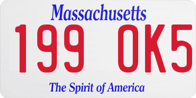 MA license plate 199OK5