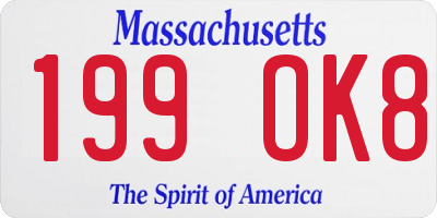 MA license plate 199OK8